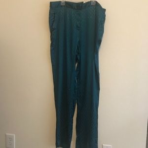 Alfani Jacquard Print Teal Straight Leg Pants